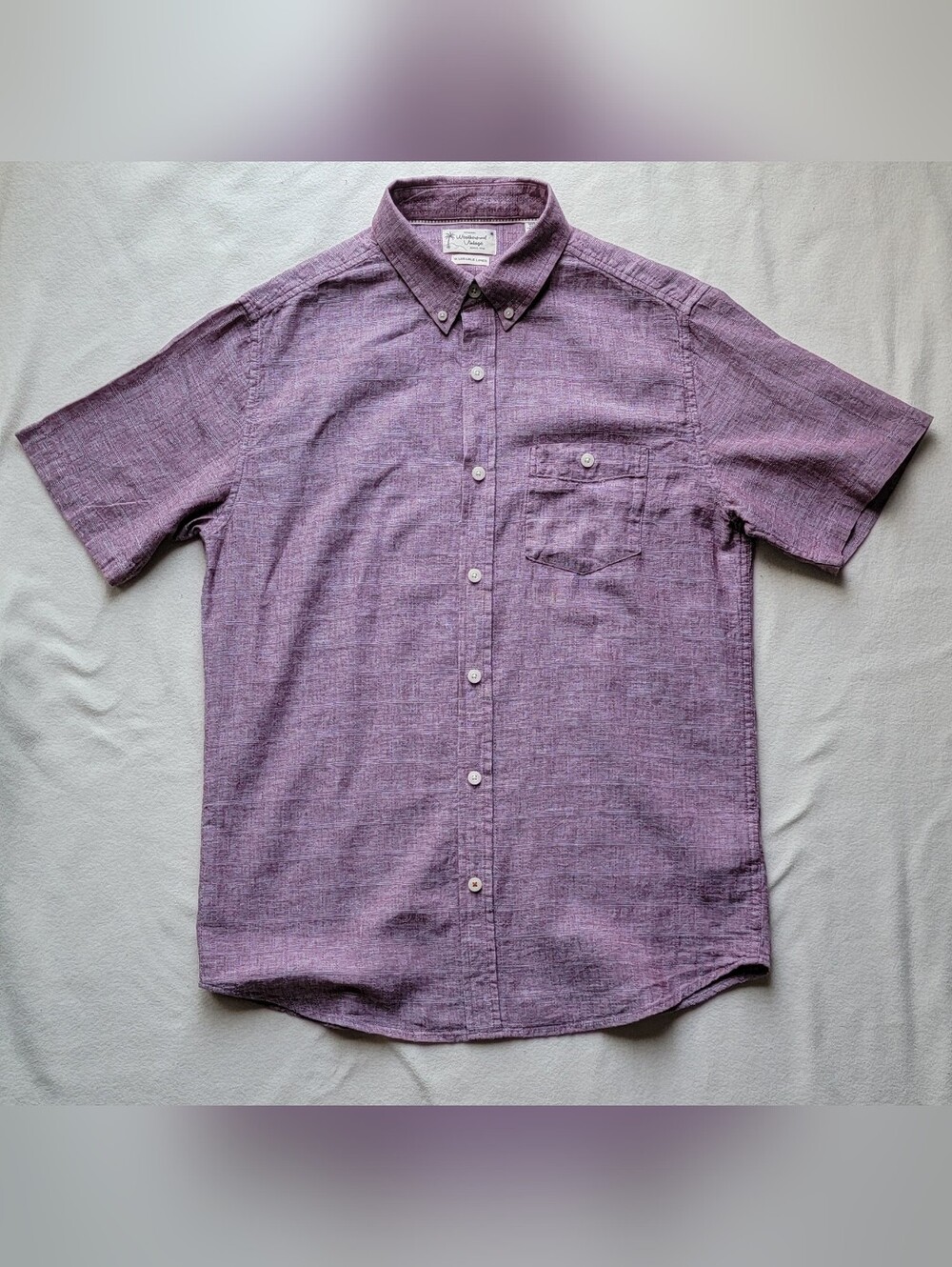 Purple Short-Sleeve Button-Down Shirt
